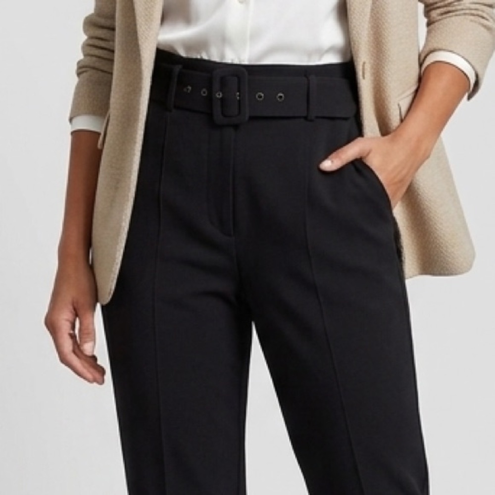 Zara Black High-Rise Tailored Trousers with Belt